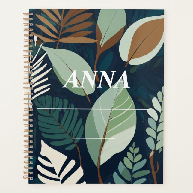 Agenda Elegante Personalizado botánico Planner (Anverso)