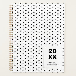 Agenda Elegante Personalizado De Lunares En Blanco Y Negr