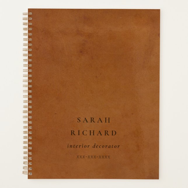 Agenda Elegante Personalizado de textura de piel de cuero (Anverso)