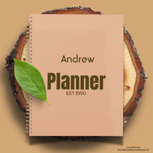 Agenda elegante personalizado elegante texto marrón rosa