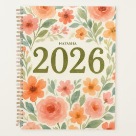 Agenda Elegante Personalizado Floral 2026