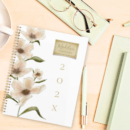 Agenda Elegante Personalizado Monograma Nombre Sello Flor