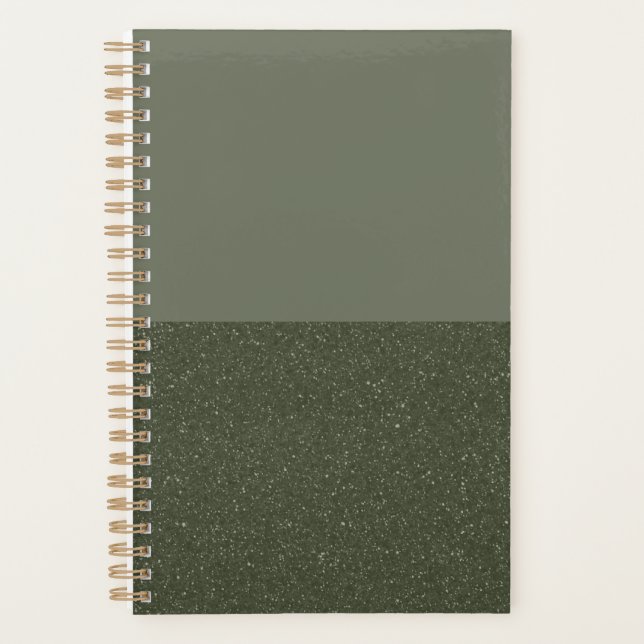 Agenda Elegante Personalizado Moss Green Planner con text (Anverso)