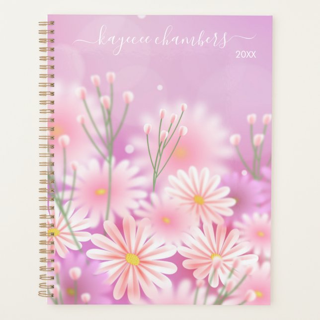 Agenda Elegante Personalizado personalizado de flores ros (Anverso)