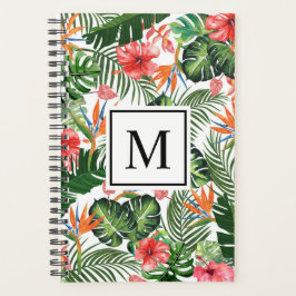 Agenda Elegante Personalizado Tropical Monogramado Planne