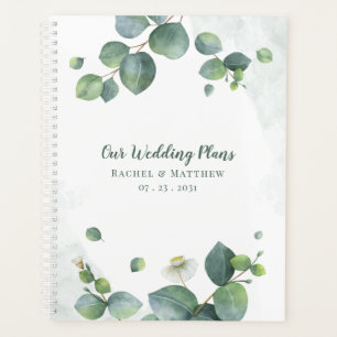 Agenda Elegante plan de Boda botánico Eucalyptus Greenery