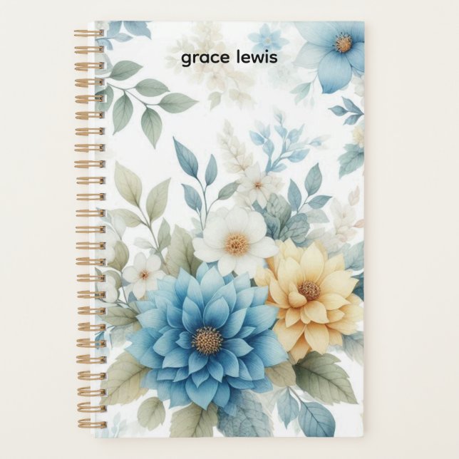 Agenda Elegante Planner de oficina personalizado floral (Anverso)