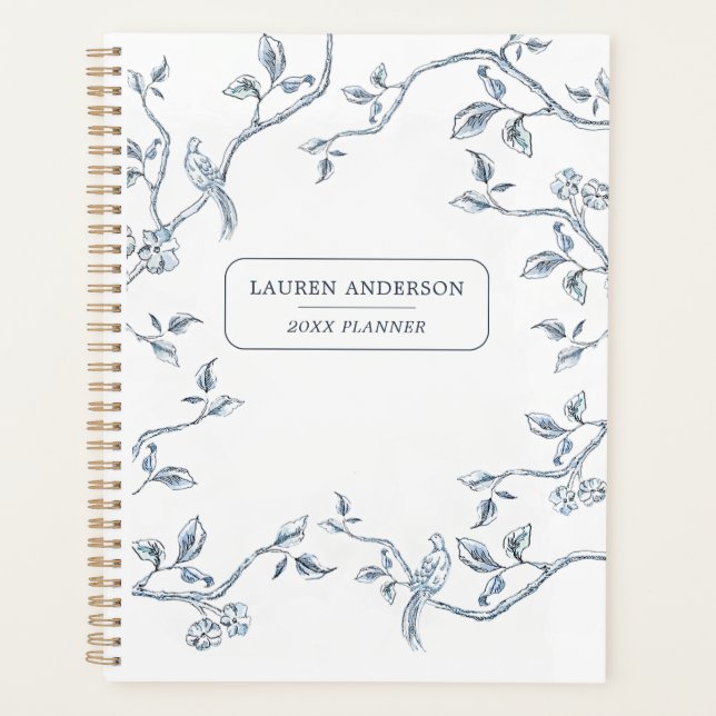 Agenda Elegante Planner de toile francés azul y blanco (Anverso)