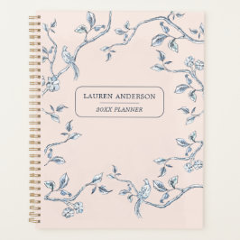 Agenda Elegante Planner de toile rosa y azul francés