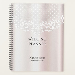 Agenda Elegante Planner floral de encaje blanco