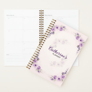 Agenda Elegante Planner Rosa de Lavanda de color de agua