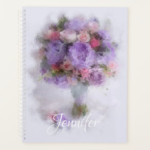 Agenda Elegante plantilla moderna Flores pintura de aceit