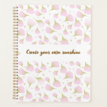 Elegante Polvo Rosa Claro Pétalos Monograma Diario