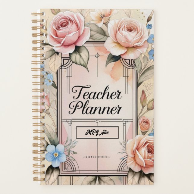 Agenda Elegante profesor floral personalizado PlannerPlan