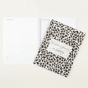 Agenda Elegante Purpurina de oro de impresión de animale