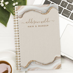 Agenda Elegante Purpurina de oro Marble Agate Moda modern