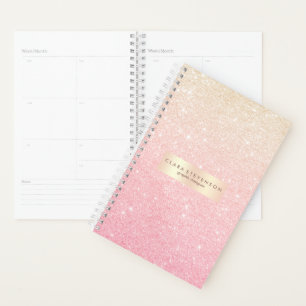 Agenda Elegante purpurina de oro rosa de gradiente de gra