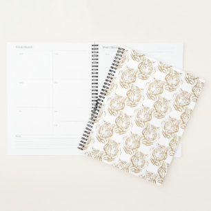 Agenda Elegante Purpurina de oro Tigre Imprimir Diseño B