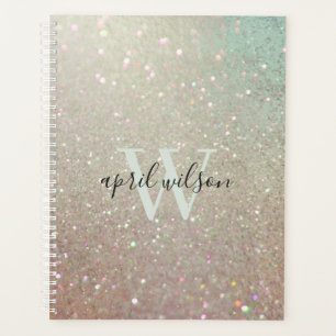 Agenda Elegante Purpurina Green Pink Aqua Shiny Shimmer
