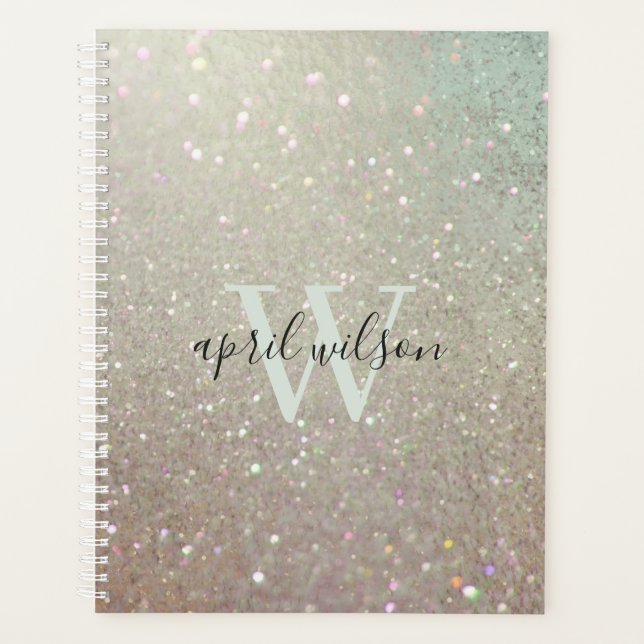 Agenda Elegante Purpurina Green Pink Aqua Shiny Shimmer (Anverso)