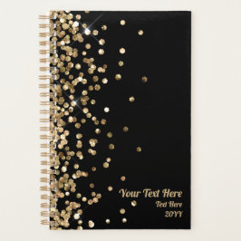 Agenda Elegante Purpurina negro y oro Personalizado peque