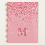 Agenda Elegante Purpurina Rosa Monogramado Nombre<br><div class="desc">Elegante Moda Purpurina rosa Glam Monogramed Name Planner</div>