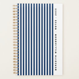 Agenda Elegante raya azul marino moderna personalizada