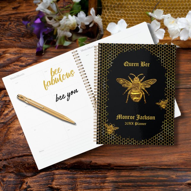 Agenda Elegante Reina Dorada Negra Beehive (Subido por el creador)