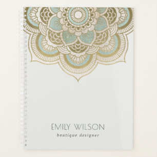 Agenda Elegante Relieve metalizado dorado Ornate Verde az