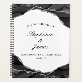 Agenda Elegante Relieve metalizado plateado Agate negro B