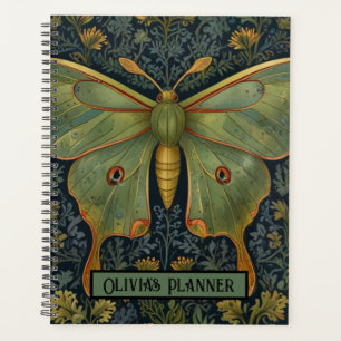 Agenda Elegante retro boho Luna moth botánico