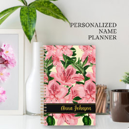 Agenda Elegante Rojo Floral Fondo Personalizado Nombre Pe