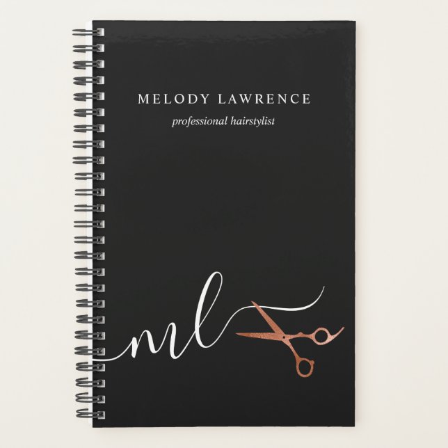 Agenda Elegante rosa de cobre tijeras de oro peinado (Anverso)