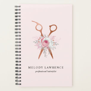 Agenda Elegante rosa de cobre tijeras de oro peinado