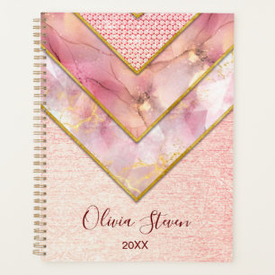 Agenda Elegante rosa giratoria geométrica