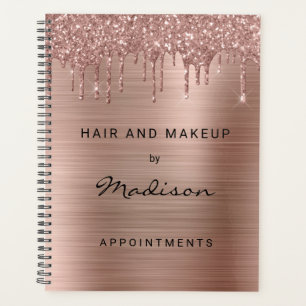Agenda Elegante Rosa Gold Purpurina Drip