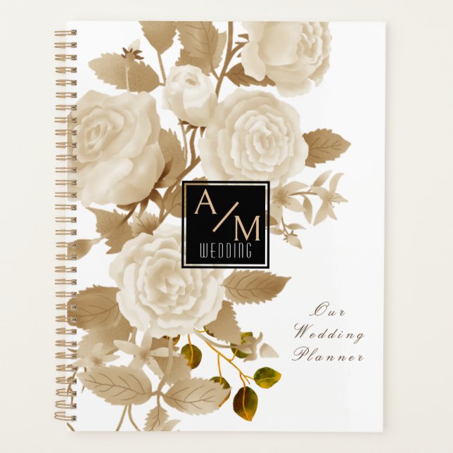 Agenda Elegante Rosa Monograma Blanco (Anverso)