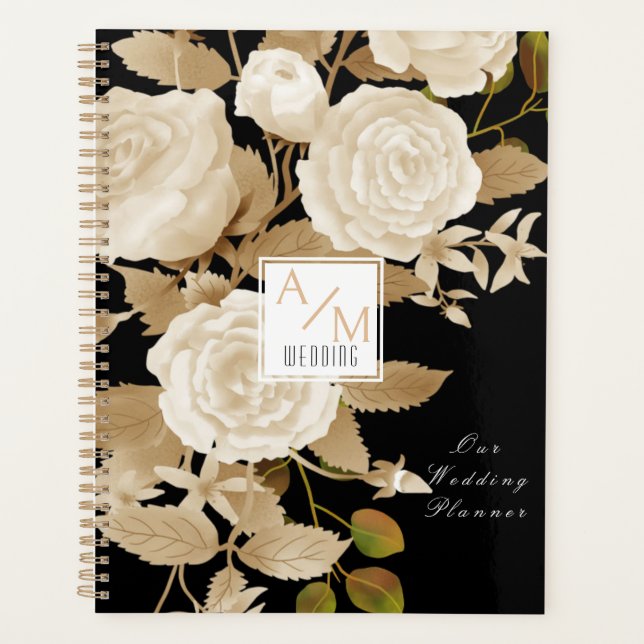 Agenda Elegante Rosa Monograma Negro (Anverso)
