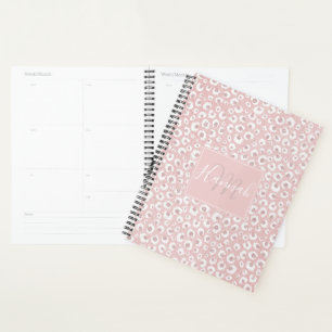 Agenda Elegante Rosa Purpurina dorado Leopardo blanco