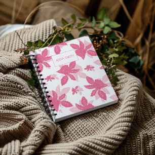 Agenda Elegante rosa Roses_Blanco en guión de patrón flor