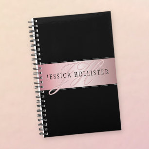 Agenda Elegante Rubor Faux Rosa Gold   Nombre e Iniciales