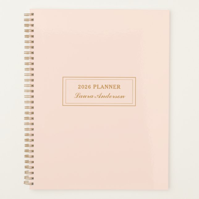 Agenda Elegante Rubor rosa y dorado 2026 Planner (Anverso)