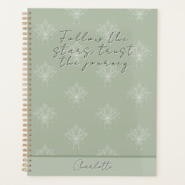 Agenda Elegante Sage Bonito Floral Lotus seguir las estre