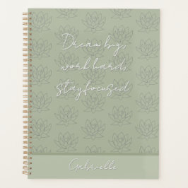 Agenda Elegante Sage Green Bonito Floral Lotus Dream Big