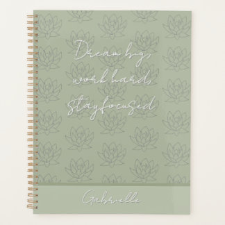 Agenda Elegante Sage Green Bonito Floral Lotus Dream Big