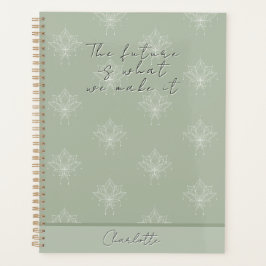 Agenda Elegante Sage Green Bonito Floral Lotus Future