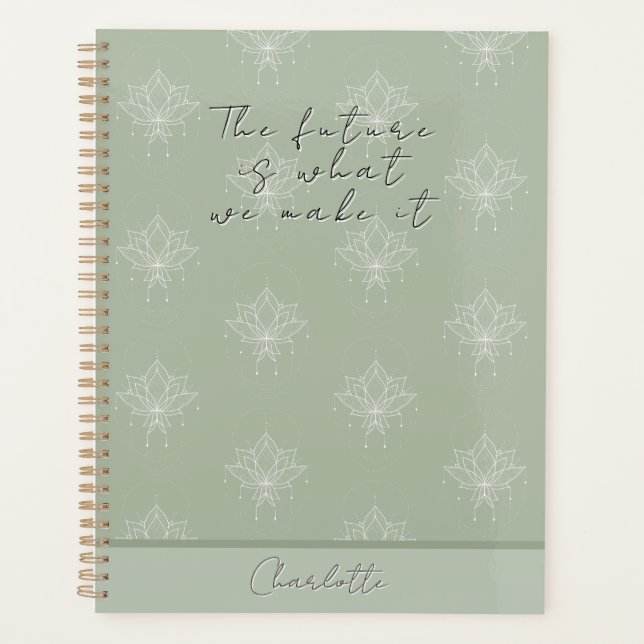 Agenda Elegante Sage Green Bonito Floral Lotus Future (Anverso)