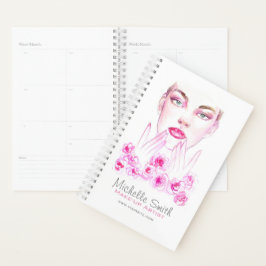 Agenda Elegante Salón De Belleza De Color De Agua Floral