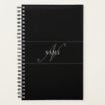 Agenda Elegante Script Monograma Editable Blanco Gris Neg<br><div class="desc">Diseño de texto elegante,  personalizar como te guste!</div>
