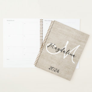 Agenda Elegante textura de lino beige